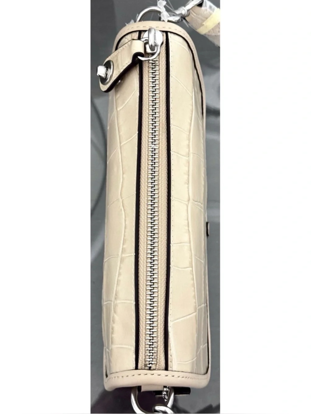 COACH Embossed Crocodile Swinger Bag 20, SILVER/ IVORY - Picture 7 of 11
